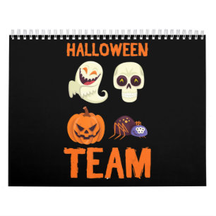 Calendário Equipe de Halloween Skeleton Pumpkin Ghost Spider 