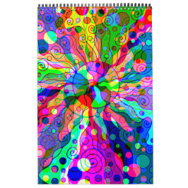 Calendário Esboço de arte fantasiosa - Abstrato Neon Shift 1