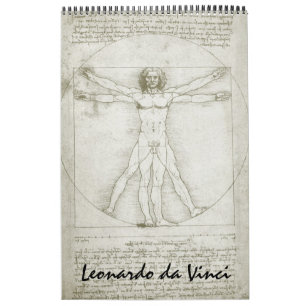 Calendário Esboços e desenhos das belas artes de Leonardo da