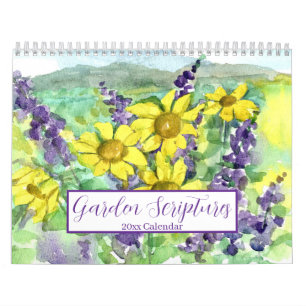 Calendário Escrituras do Jardim Bíblico Flor Fruta Aquarela