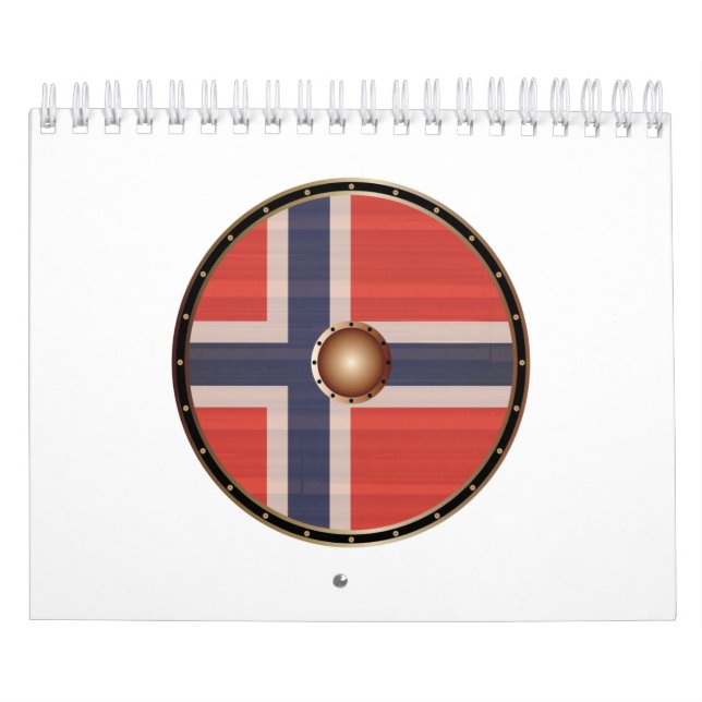 Calendário Escudo De Viking Com Bandeira Norueguesa. (Capa)