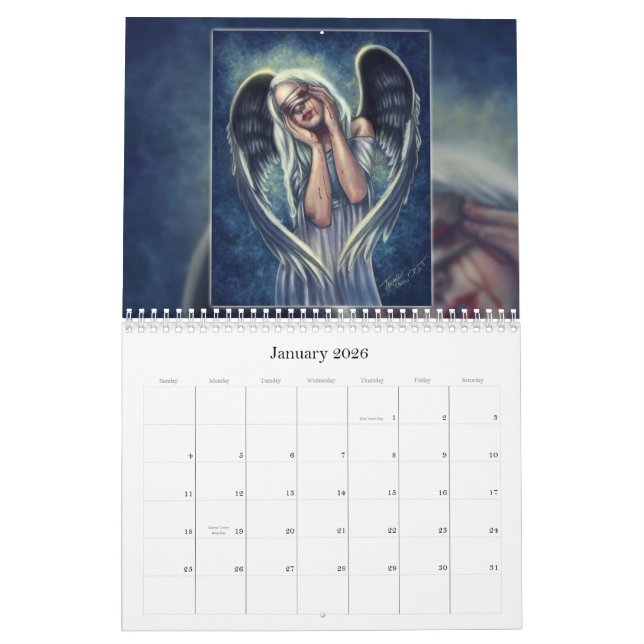 Calendário escuro da fantasia do reino de Tiffany (Jan 2026)