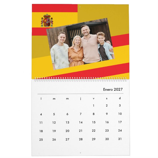 Calendário Espanha | Adicione a sua foto à bandeira espanhola (Jan 2027)