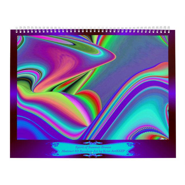 Calendário Espírito do Verão Breeze Abstrato 3D Rainbowart (Capa)