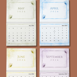 Calendário Estética Moderna de Borboleta em Aquarela