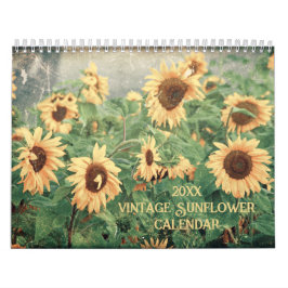 Calendário Estilo Vintage Sunflower 2024 País Russo