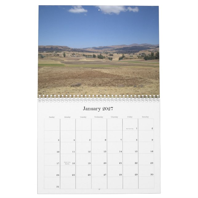 Calendário Etiópia bonita (Jan 2027)