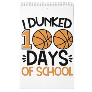 Calendário Eu dava 100 dias de jogador de basquete na escola