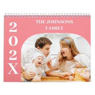 Calendário Família de 14 Fotos Personalizadas Modernas Simple
