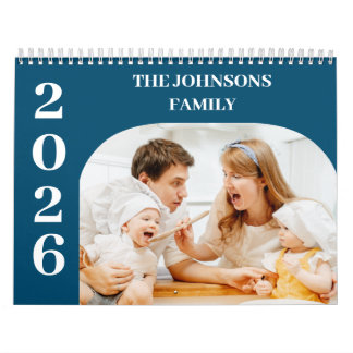 Calendário Família de 14 Fotos Personalizadas Modernas Simple