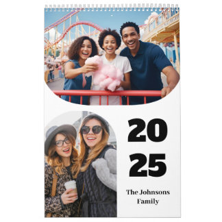 Calendário Família de 26 Fotos Personalizadas Modernas Simple