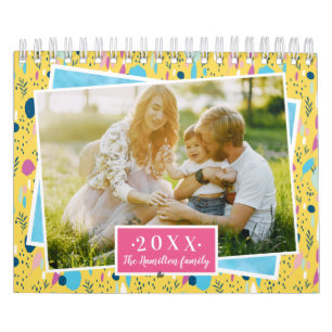 Calendário Família de Cores Brilhantes de Fotos Personalizada