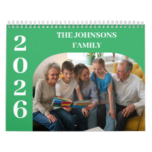Calendário Família de Fotos Personalizadas Modernas Simples 2