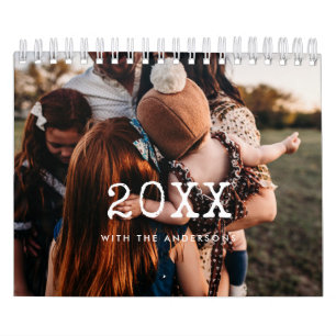 Calendário Família de tipo de máquina de escrever vintage fot