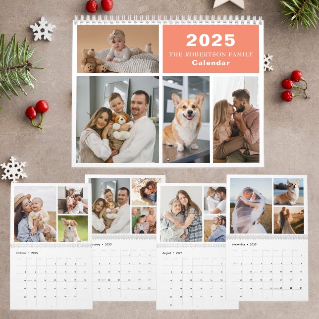 Calendário Família Moderna de Colagem Personalizada - 40 Foto (Criador carregado)
