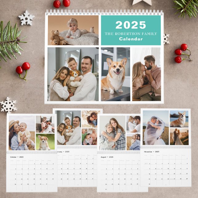 Calendário Família Moderna de Colagem Personalizada - 40 Foto (Criador carregado)
