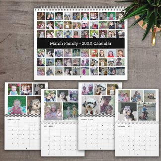 Calendário Família Moderna de Colagem Personalizada - 60 Foto