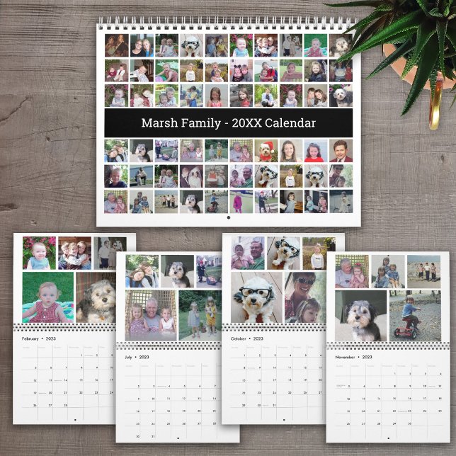 Calendário Família Moderna de Colagem Personalizada - 60 Foto (Criador carregado)