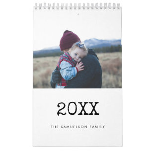 Calendário Família Vintage typewrite script 2025