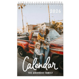 Calendário Familiar Moderno com Estilo Tendência Foto Mensal