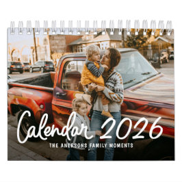 Calendário Familiar Moderno com Estilo Tendência Foto Mensal