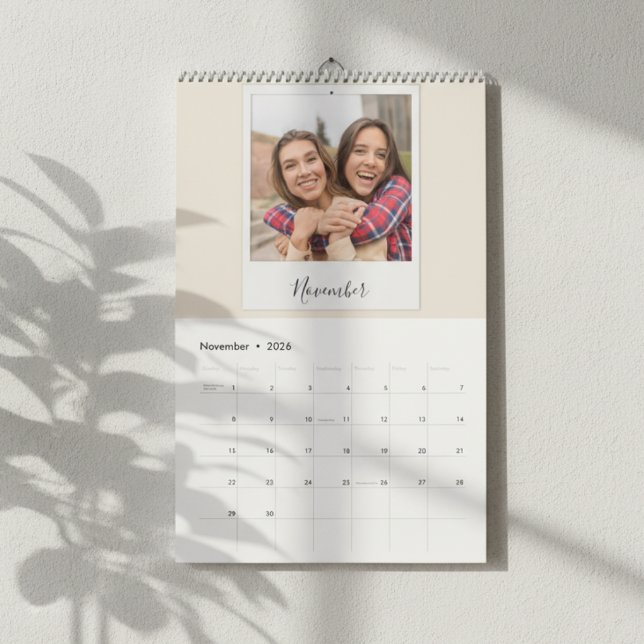 Calendário Familiar Personalizado Polaroid Bege 20 (Criador carregado)