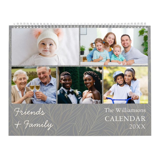 Calendário Family and Friends Gray Multi Photo Calendar (Capa)