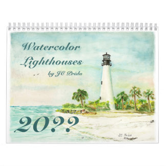 Calendário Faróis de aquarela de JC Prida Fine Art