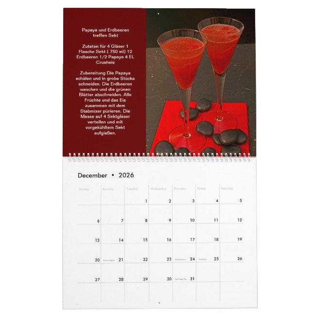Calendário Faszination rote Cocktails (Dez 2026)