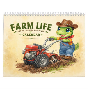 Calendário Fazenda de Vida de Dino Fofo - Arte de Tarefa Agrí