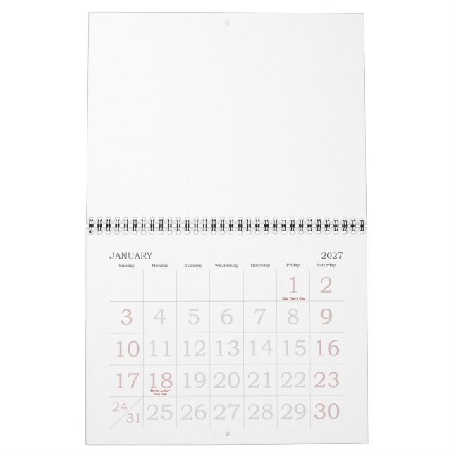 Calendário Feito na Austrália (Jan 2027)