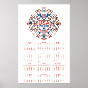 Calendário Feliz Aniversário EUA 250 Poster