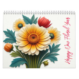 Calendário Feliz Ano Novo Floral