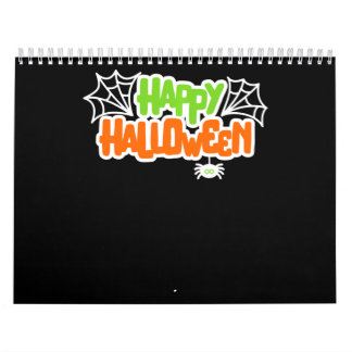 Calendário Feliz Halloween Colorida Aranha Cótea