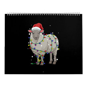 Calendário Feliz Natal de Ovelha Presente do Papai Noel
