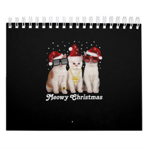 Calendário Feliz Natal Gato Gato Com Papai Noel