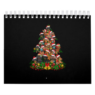 Calendário Feliz Natal  Luzes de árvore de Natal de Cão