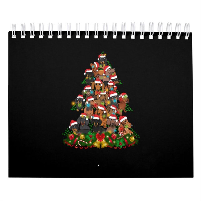 Calendário Feliz Natal | Luzes de árvores de Natal de Cachorr (Capa)