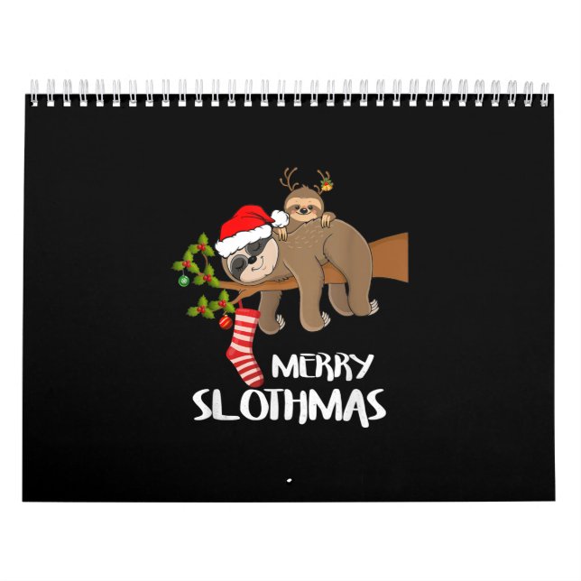 Calendário Feliz Sloth Santa Hat abre Natal (Capa)