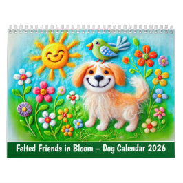Calendário Felted Friends in Bloom – Dog Calendar 2026