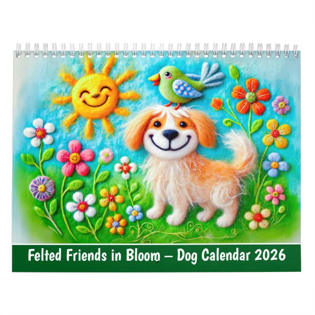 Calendário Felted Friends in Bloom – Dog Calendar 2026 (Capa)