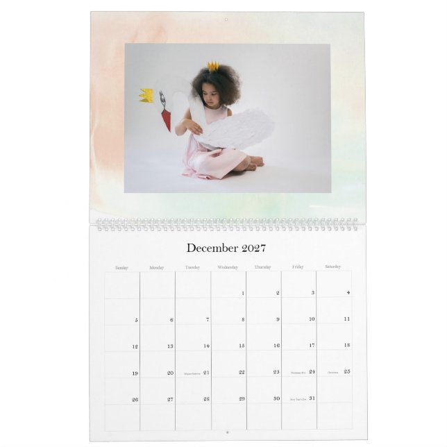 Calendário Feriado de Poinsettia de Natal Moderno e Merriest (Dez 2027)