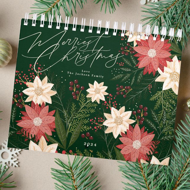 Calendário Feriado Festivo Feliz Natal Poinsettia (Criador carregado)