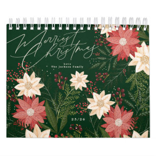 Calendário Feriado Festivo Feliz Natal Poinsettia