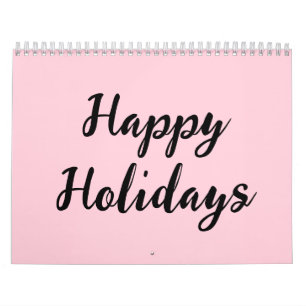 Calendário Feriados de Natal simples e felizes, cor-de-rosa