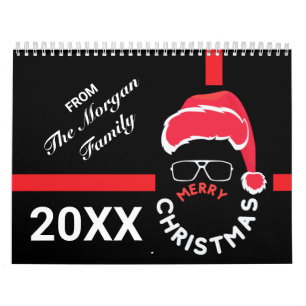 Calendário Festa de Natal Vermelho Negro
