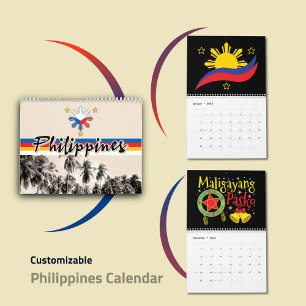 Calendário Filipinas Bandeira do Orgulho Nacional Art 2022
