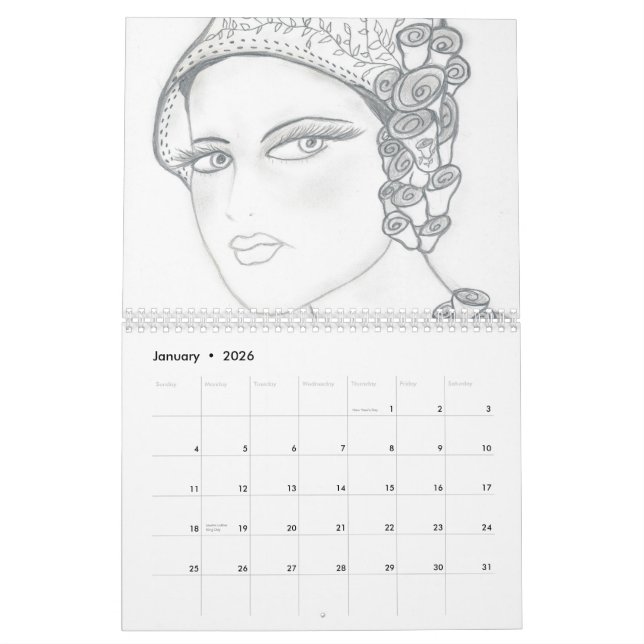 Calendário Flappers elegantes (Jan 2026)