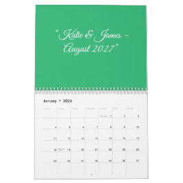 Calendário Flat Mint Green Background – Wedding Design