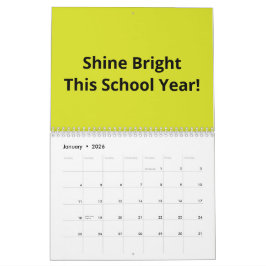 Calendário Flat Yellow Background – Back-to-School Texture